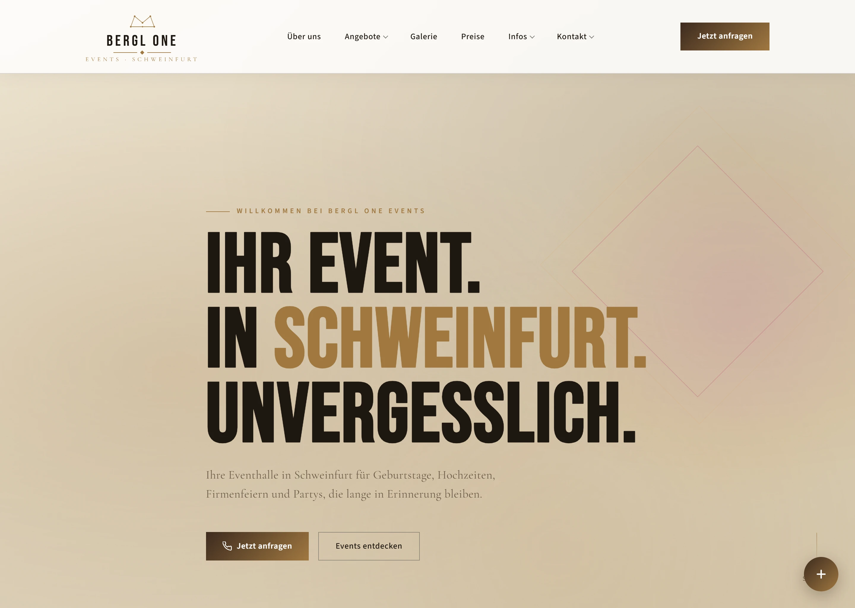 BerglOne Events — Vorschau der Live-Website